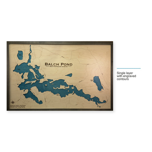 Balch Capani wood map — single layer with engraved contours, layer option shown