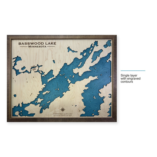 Basswood Groom wood map — single layer with engraved contours, layer option shown