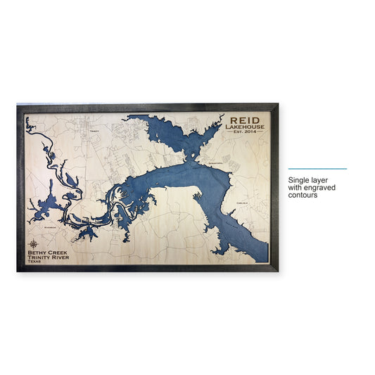 Bethy Creek Reid wood map — single layer with engraved contours, layer option shown
