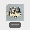 Close up of the personalized nameplate that goes on the Football Stadium Travel Map.