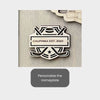 Close up image of the nameplate that you can personalize.