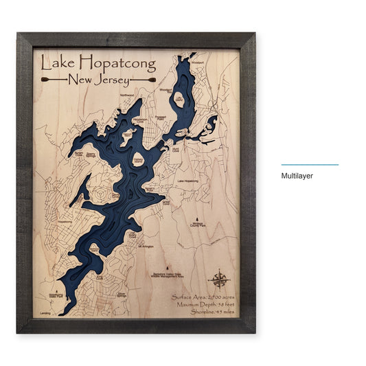 Hopatcong Charcoal Multi wood map — multilayer, layer option shown