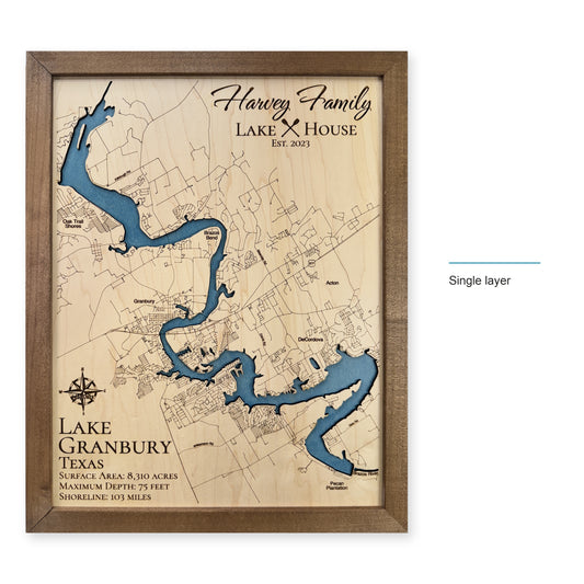 Lake Granbury wood map — single layer, layer option shown