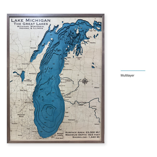 Lake Michigan Wood Map — multilayer example, layer option shown