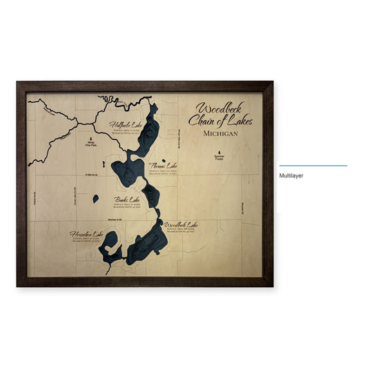 Woodbeck Chain of Lakes, Michigan Wood Map — Multilayer — style-labeled photo