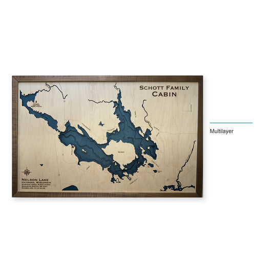 Nelson Lake, Wisconsin Wood Map — Multilayer — style-labeled photo