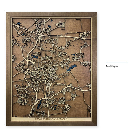 Braunschweig, Germany Wood Map — Multilayer — style-labeled photo