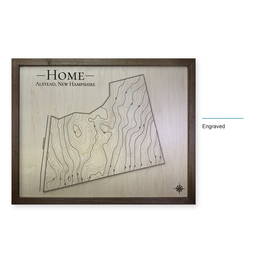Alstead, New Hampshire Wood Map — Engraved — style-labeled photo