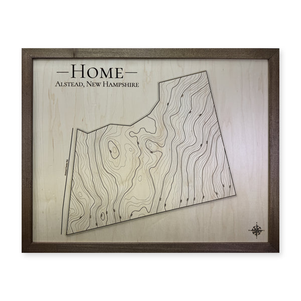 Alstead, New Hampshire Wood Map — Engraved — plain-background photo