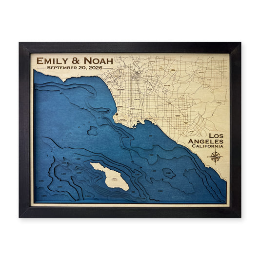 Los Angeles, California Wood Map — Multilayer — plain-background photo