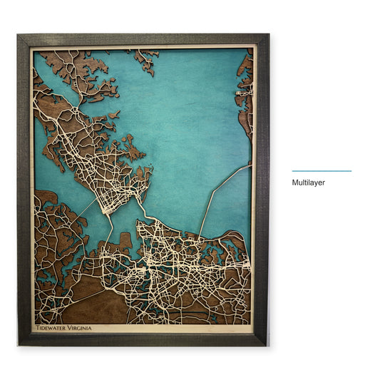 Tidewater, Virginia Wood Map — Multilayer — style-labeled photo