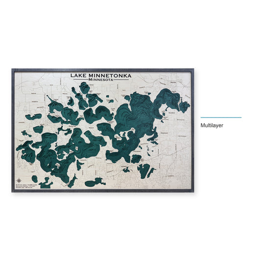 Minnetonka Pantone Large wood map — multilayer, layer option shown