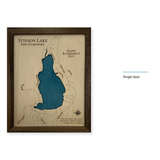 Stinson Retirement wood map — single layer, layer option shown