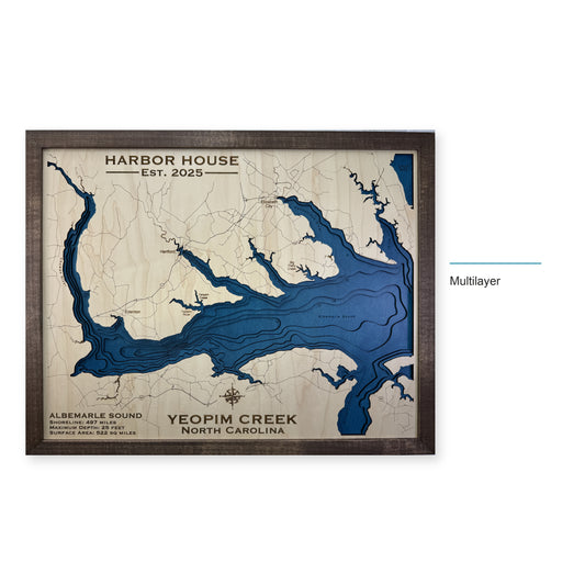 Yeopim Harbor House wood map — multilayer, layer option shown