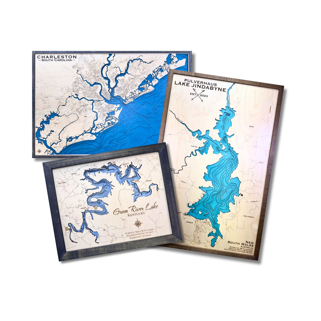 Custom 3D Lake Map | Personalized Wood Carved Lake Wall Art – Map Cuts