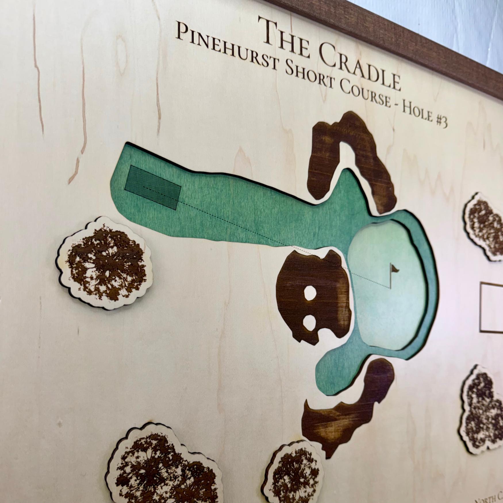 Close up image of custom hole-in-one golf map. 