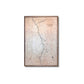 Wooden 3D topographic map of Cuyahoga Valley National Park with a wooden frame on a white background.