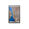 Custom wooden map of Buffalo, NY on a white background. 