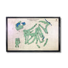 3D wooden map of Augusta National Golf Club with green and blue stain and a black frame. 