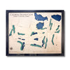 3D wooden map of Catawba Island Club in Port Clinton, Ohio with a black frame. 