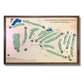 Wooden map of Cedar Hill Country Club with a walnut brown frame.