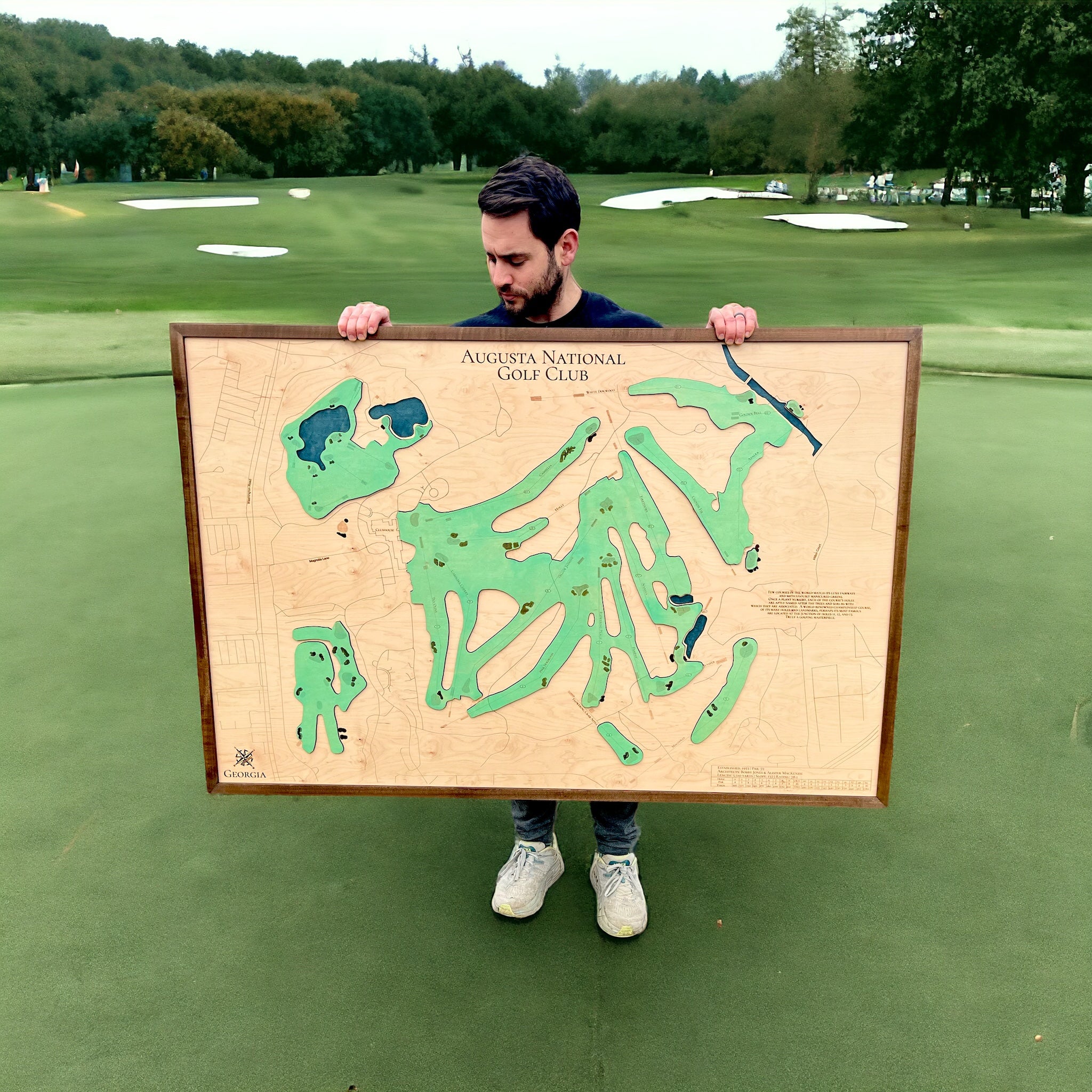 Augusta National Golf Map | Custom 3D Wooden Wall Art for