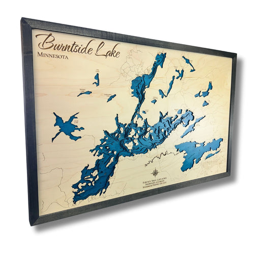 Sideview of a multi water layer map of Burntside Lake.
