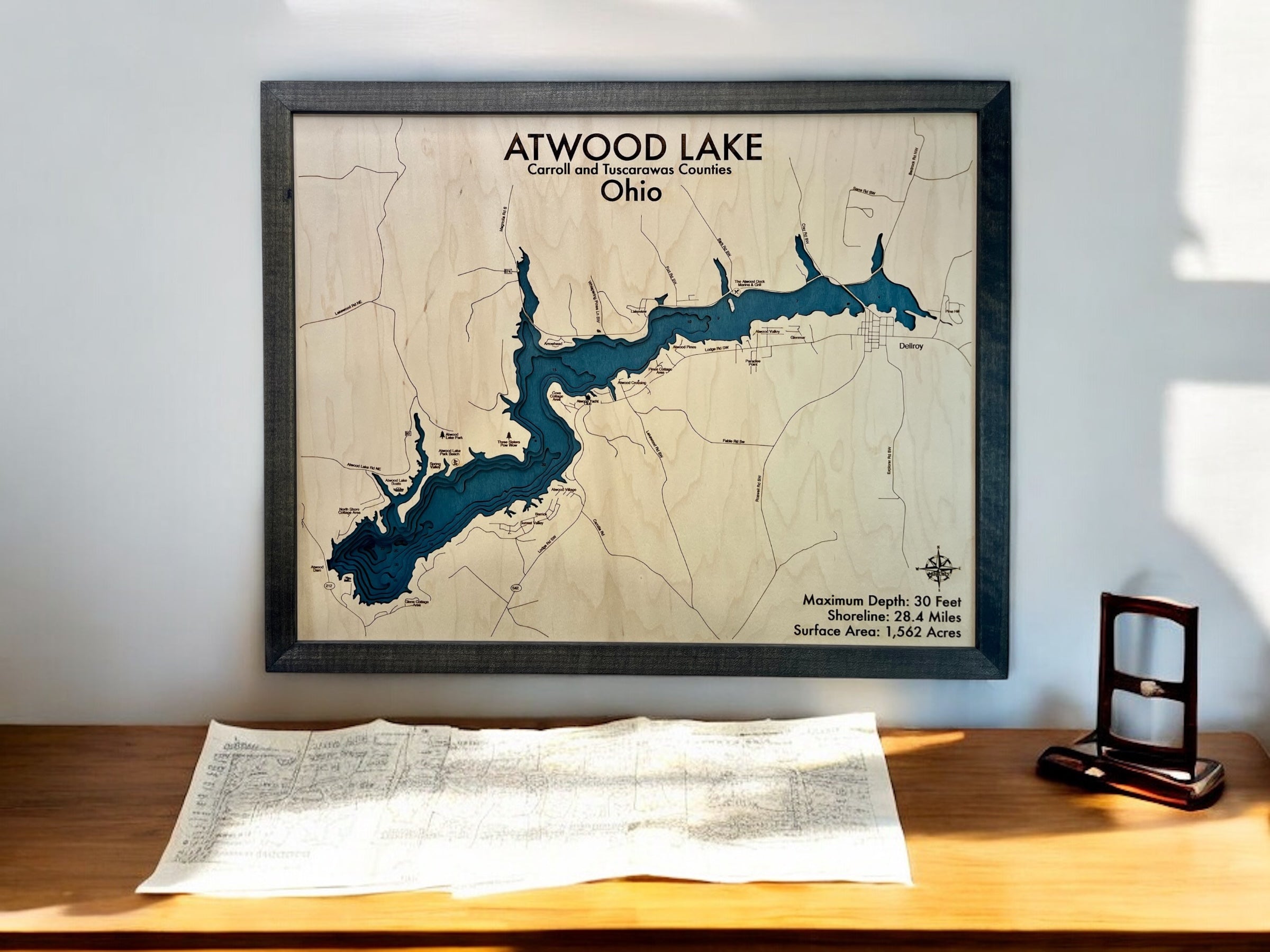 Atwood Lake, Ohio, Wooden Lake Map