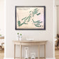 Framed wooden map of Dorset Field Club on a wall above a wooden table.