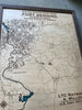 Close up image of wooden Military Map so you can see the details better. 