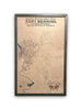 Large custom wooden military map of Fort Benning on a plain white background.