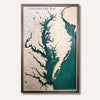 Multi water layer map of Chesapeake Bay with green water stain color. 