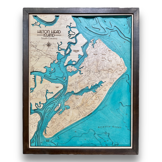 Hilton Head, South Carolina 3-D Nautical Wood Chart