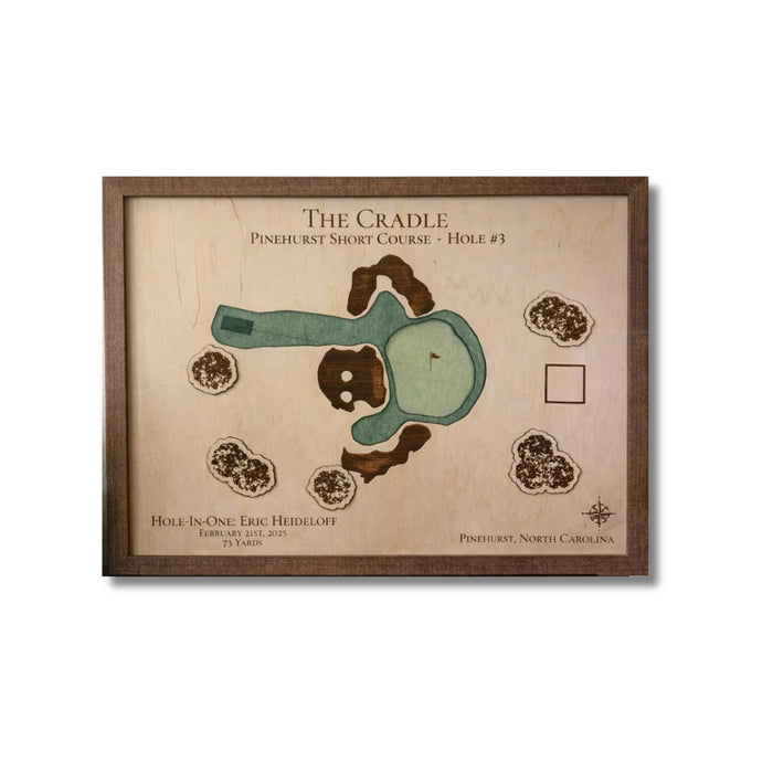 Wooden hole-in-one-golf map on white background. 