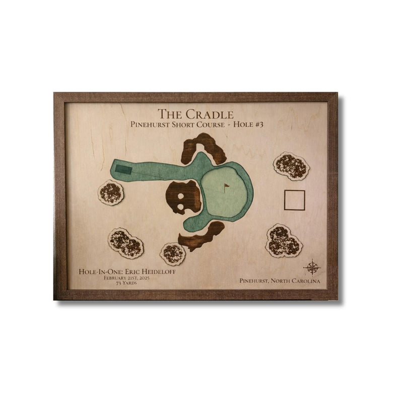 Wooden hole-in-one-golf map on white background. 