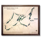 Framed wooden golf map of Ko Olina Golf Club in Kapolei, Hawaii with a walnut brown frame. 