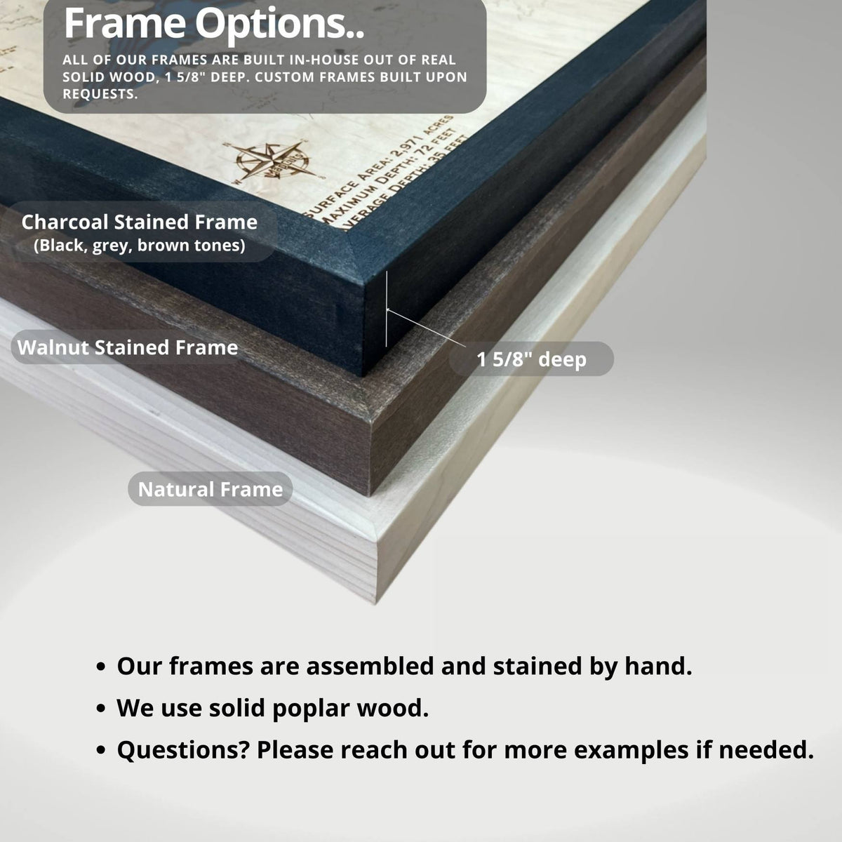 Examples of the three different frame color options MapCuts offers. 