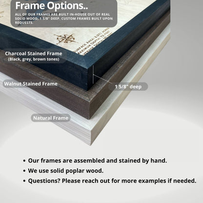 Examples of the three different frame color options MapCuts offers. 