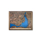 3D wooden map of Montreal, Canada on a white background. 