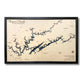 Custom Lake Norris map with dark blue water stain and a black frame on a white background. 