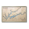Single water layer map of Norris Lake with light blue water stain and a natural colored frame. 