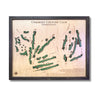 Framed 3D wooden map of Oakmont Country Club golf map. 