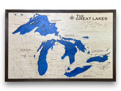 Great Lakes Wooden Map