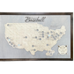 MapCuts Professional Baseball Stadium Travel Map with 30 detachable baseball icons. 