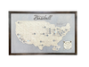 MapCuts Professional Baseball Stadium Travel Map with 30 detachable baseball icons. 