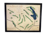 A wooden map of Quail Hollow Golf Club in Charlotte, North Carolina.