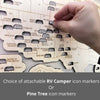 Attachable RV camper icon markers to track your park travels. 
