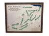 A wooden map of Royal Portrush Golf Club in Northern Ireland.