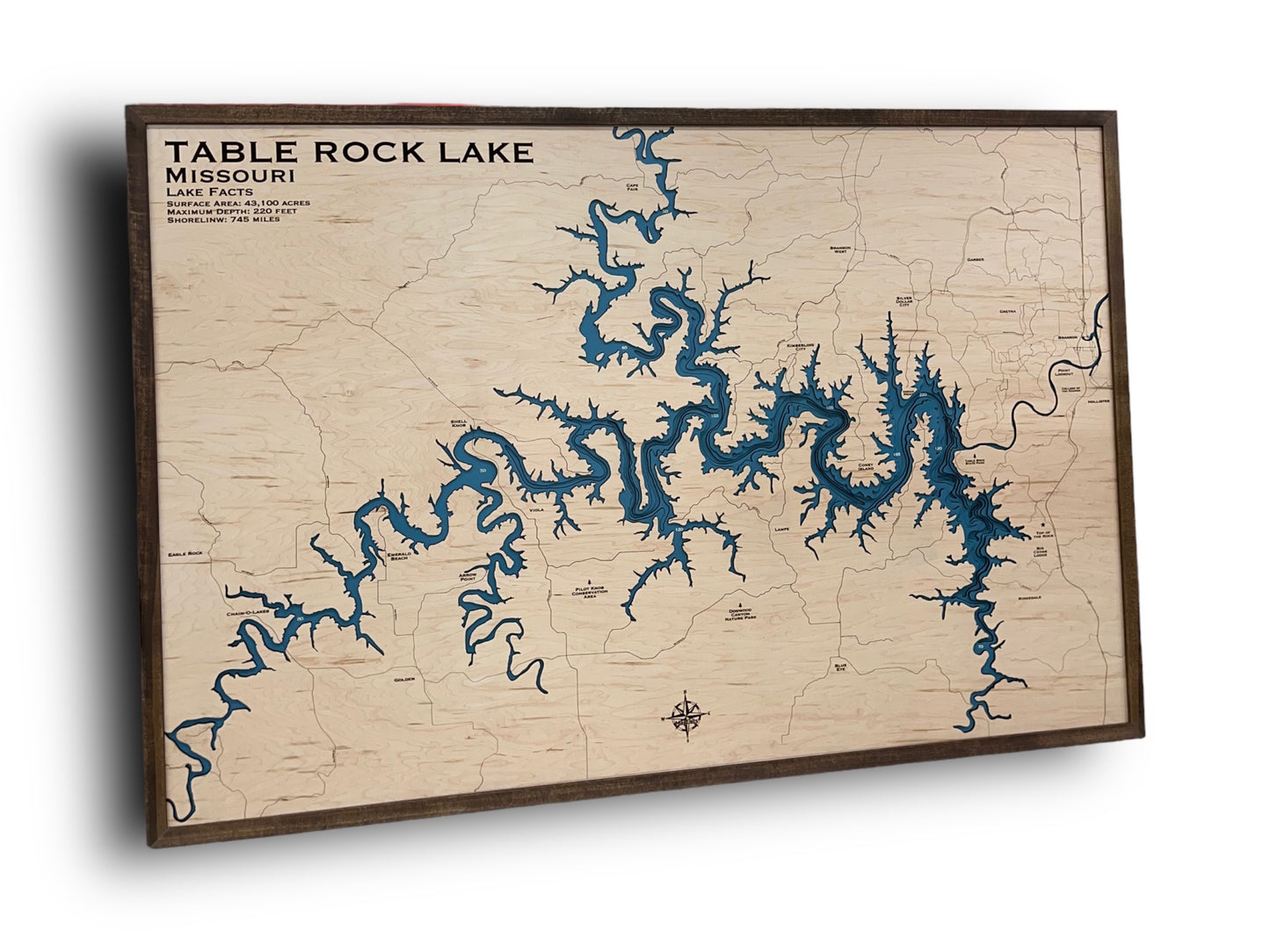 Custom Wood Engraved Lake Maps
