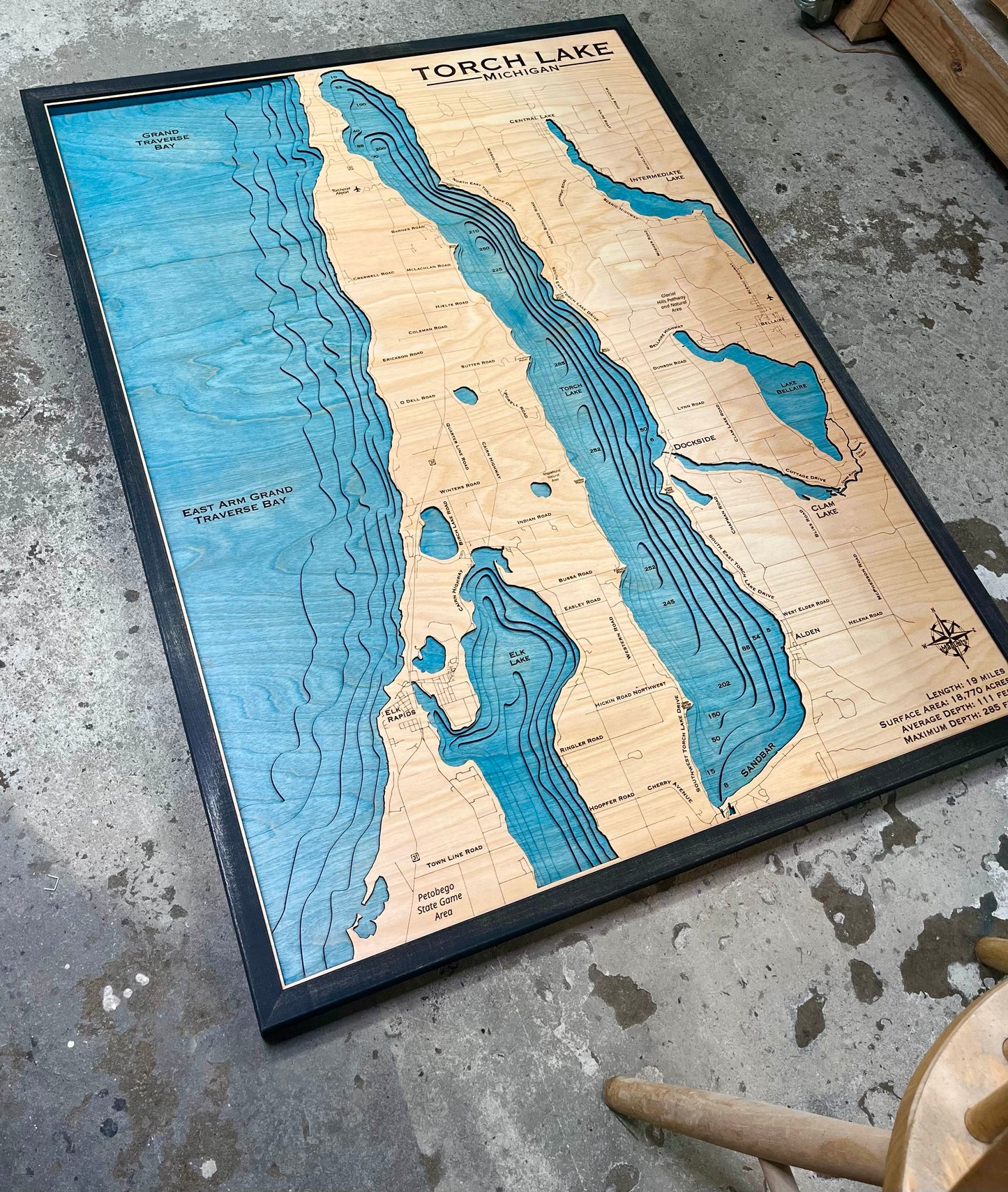 Large Torch Map Lake on the floor